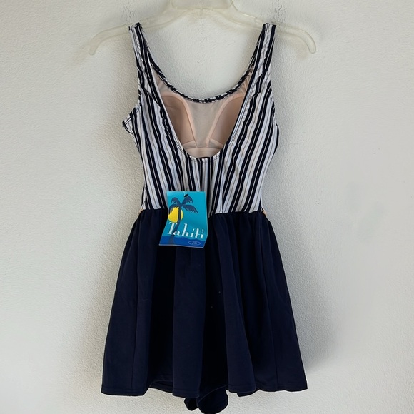 NWT Vintage Tahiti Blue and White Anchor Swimming Suit Size 9/10 - Picture 6 of 10